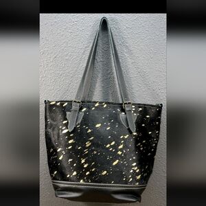 Myra Black Heiron And Gold Tote Purse NWOT
